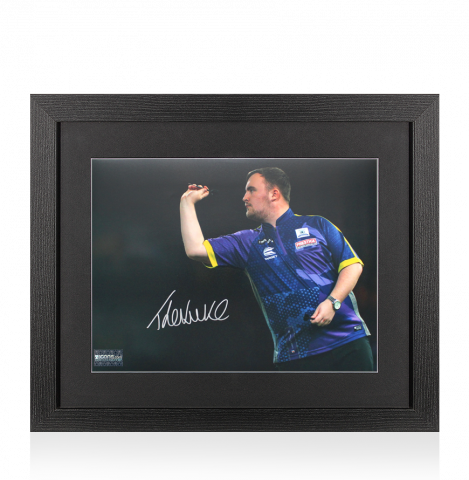 Luke Littler Signed Photo In Black Wooden Frame
