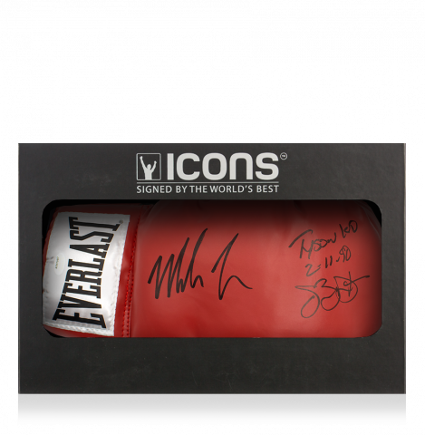 Mike Tyson & James 'Buster' Douglas Dual Signed Everlast Red Boxing Glove - Tyson KO 2/11/90 Inscription In Deluxe Packaging
