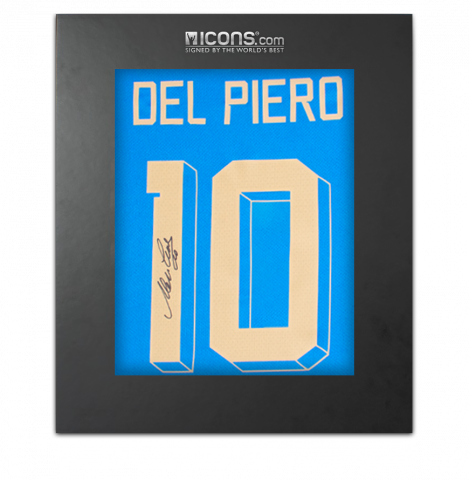 Alessandro Del Piero Back Signed Italy 2022-23 Home Shirt with Fan Style Numbers In Deluxe Packaging