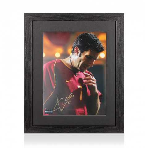 Luis Figo Signed Portugal Photo In Black Wooden Frame: Seleção Legend