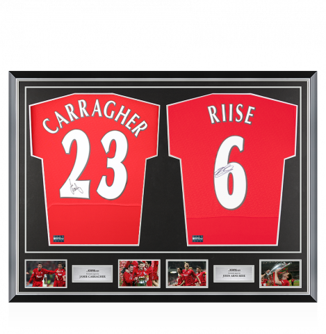 Jamie Carragher & John Arne Riise Signed Liverpool Shirts In Classic Dual Frame