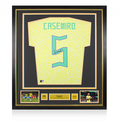 Casemiro Official FIFA World Cup™ Back Signed and Framed Brazil 2024 Home Shirt with Fan Style Number
