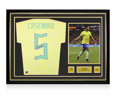 Casemiro Official FIFA World Cup™ Back Signed and Hero Framed Brazil 2024 Home Shirt with Fan Style Number