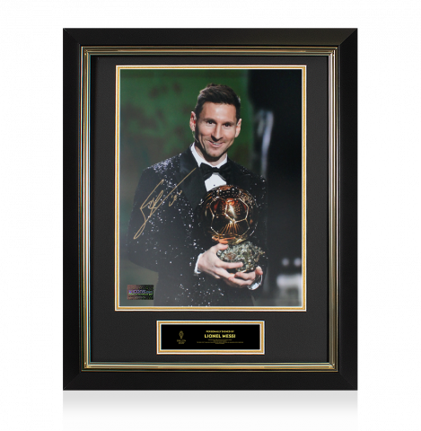 Lionel Messi Official Ballon d'Or™ Signed and Framed Photo: 2021 Ballon d'Or Winner 