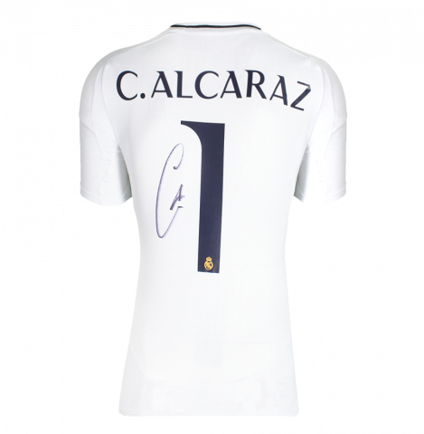 Carlos Alcaraz Back Signed Real Madrid 2024-25 Home Shirt In Deluxe Packaging