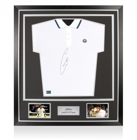 Carlos Alcaraz Signed Wimbledon Mens Core Pique Polo Shirt In Classic Frame