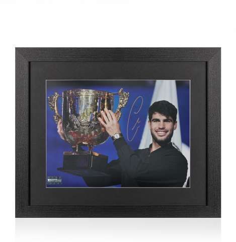 Carlos Alcaraz Signed Photo In Black Wooden Frame: China Open 2024 Trophy