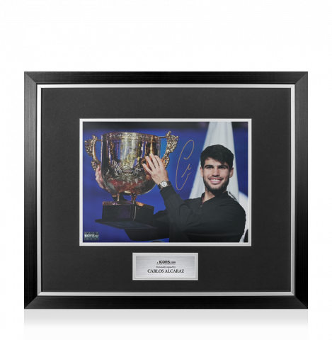 Carlos Alcaraz Signed Photo In Premium Photo Frame: China Open 2024 Trophy