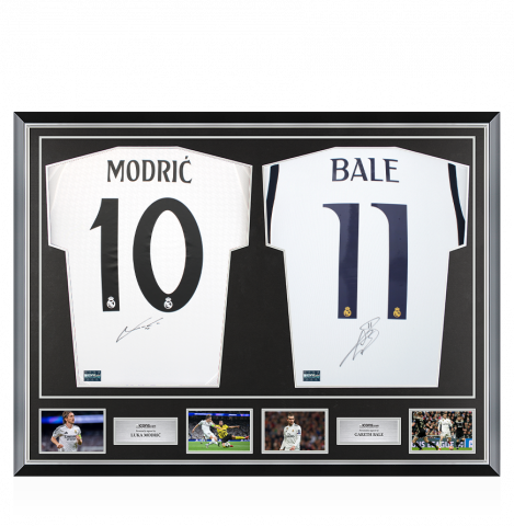 Luka Modric & Gareth Bale Signed Real Madrid Shirts In Classic Dual Frame