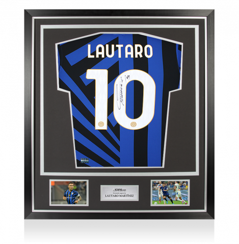 Lautaro Martinez Back Signed Internazionale 2024-25 Home Shirt  In Classic Frame