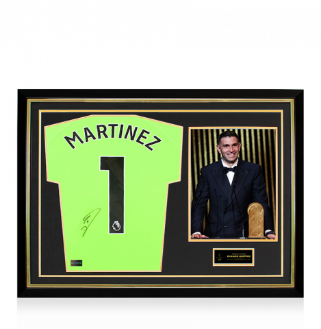 Emiliano Martinez Official Ballon d'Or™  Back Signed and Hero Framed Aston Villa 2023-24 Away Goalkeeper Shirt: 2024 Yachine Trophy Winner