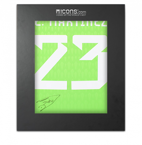 Emiliano Martinez Back Signed Argentina 2022 Home Goalkeeper Shirt In Deluxe Packaging