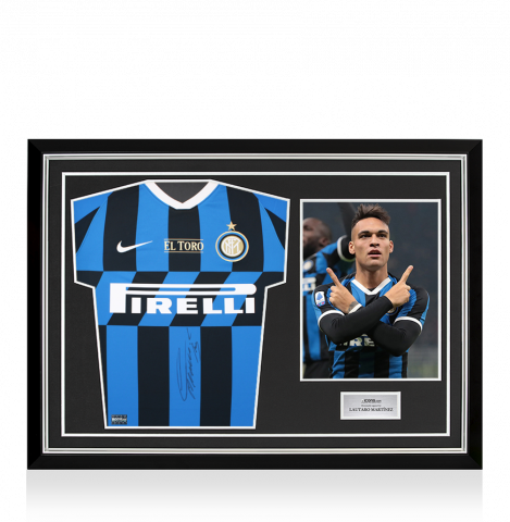 Lautaro Martinez Front Signed Internazionale 2019-20 Home Shirt - 'El Toro' Edition In Hero Frame: Option 1
