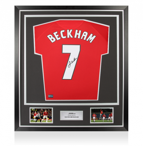 David Beckham Back Signed Manchester United 1999 UEFA Champions League Home Shirt In Classic Frame