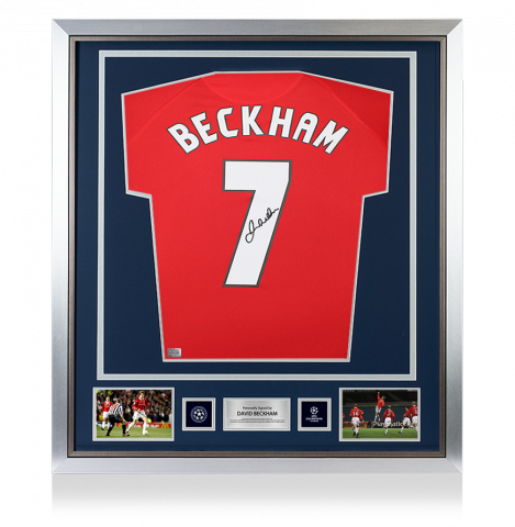 David Beckham Official UEFA Champions League Back Signed and Framed Manchester United 1999 Home Shirt