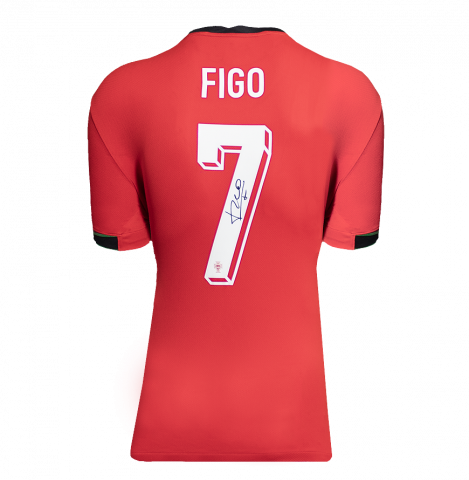 Luis Figo Back Signed Portugal 2024 Home Shirt In Deluxe Packaging
