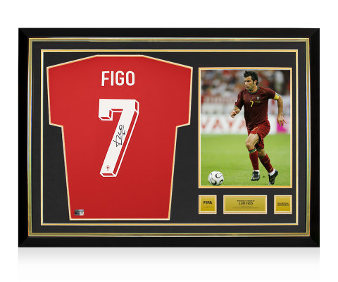 Luis Figo Official FIFA World Cup™ Back Signed and Hero Framed Portugal 2024 Home Shirt