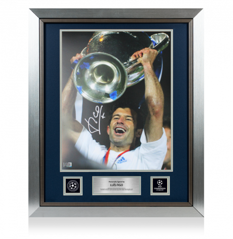 Luis Figo Official UEFA Champions League Signed and Framed Real Madrid Photo: 2002 Winner