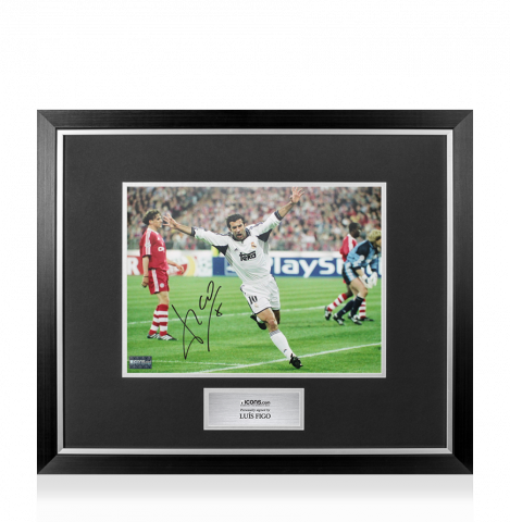 Luis Figo Signed Real Madrid Photo In Premium Photo Frame: UEFA Champions League Goal