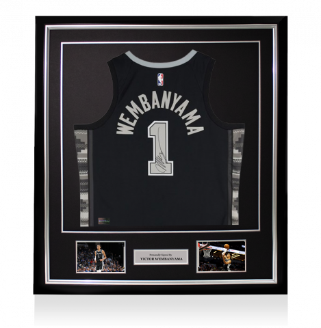 Victor Wembanyama Signed and Framed San Antonio Spurs Black Jordan Brand Statement Edition Swingman Jersey