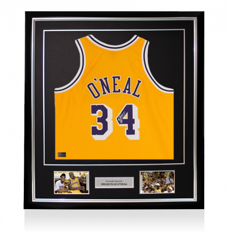 Shaquille O'Neal Signed and Framed Los Angeles Lakers Mitchell & Ness Gold Authentic Jersey