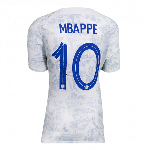 Kylian Mbappe Back Signed France 2022 Away Shirt In Deluxe Packaging