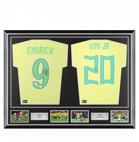 Endrick & Vinicius Jr Signed Brazil Shirts In Classic Dual Frame
