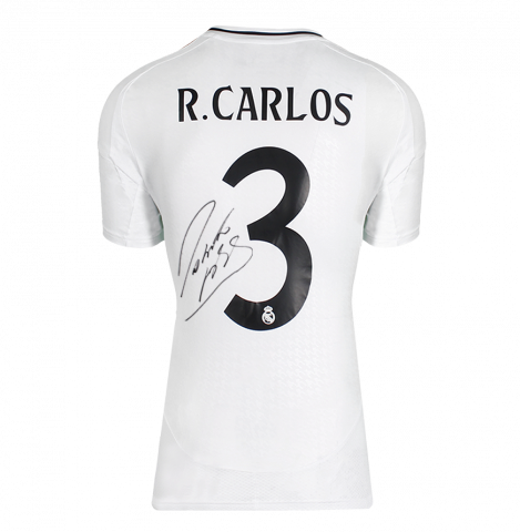 Roberto Carlos Back Signed Real Madrid 2024-25 Home Shirt In Deluxe Packaging