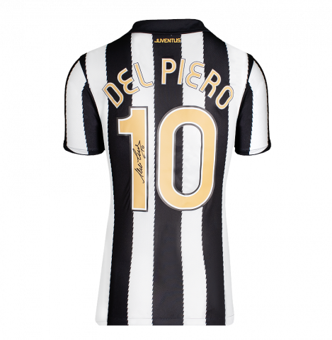 Alessandro Del Piero Back Signed Juventus 2010-11 Home Shirt with Fan Style Numbers In Deluxe Packaging