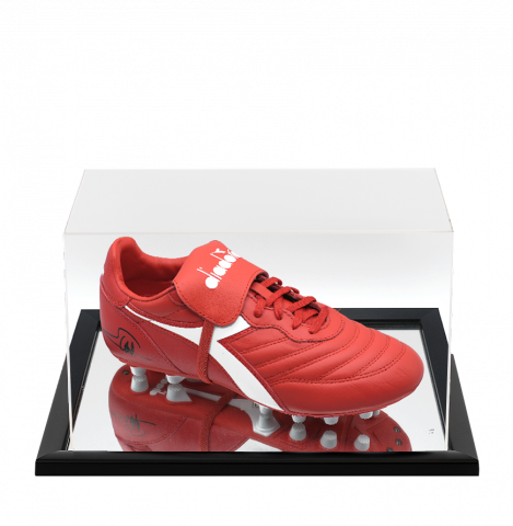 George Weah Signed Diadora Brasil Classico Football Boot In Acrylic Case