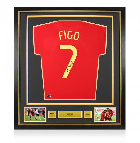 Luis Figo Official FIFA World Cup™ Back Signed and Framed Portugal Modern Home Shirt