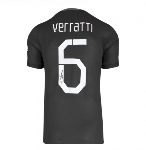 Marco Verratti Back Signed Paris Saint-Germain 2021-22 Third Shirt In Deluxe Packaging