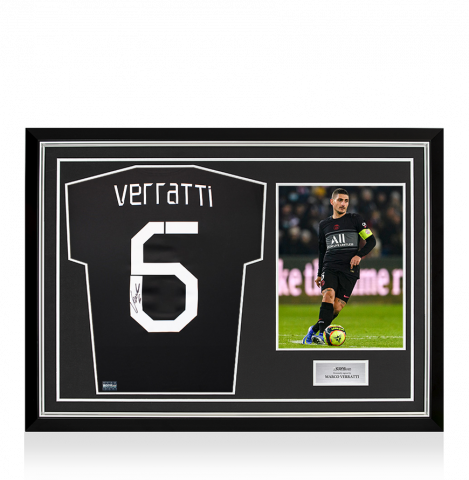 Marco Verratti Back Signed Paris Saint-Germain 2021-22 Third Shirt In Hero Frame: Option 1