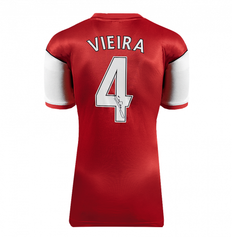 Patrick Vieira Back Signed Arsenal Retro Home Shirt In Deluxe Packaging