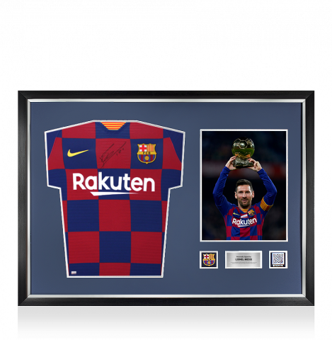 Lionel Messi Official FC Barcelona Front Signed and Framed 2019-20 Authentic Home Shirt