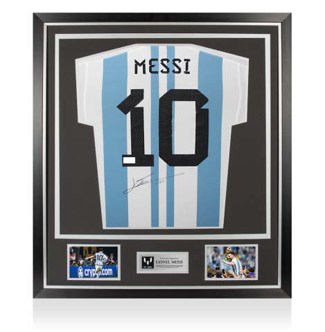 Lionel Messi Back Signed Argentina 2022 Home Shirt In Classic Frame