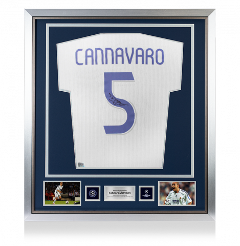 Fabio Cannavaro Official UEFA Champions League Back Signed and Framed Real Madrid Modern Home Shirt