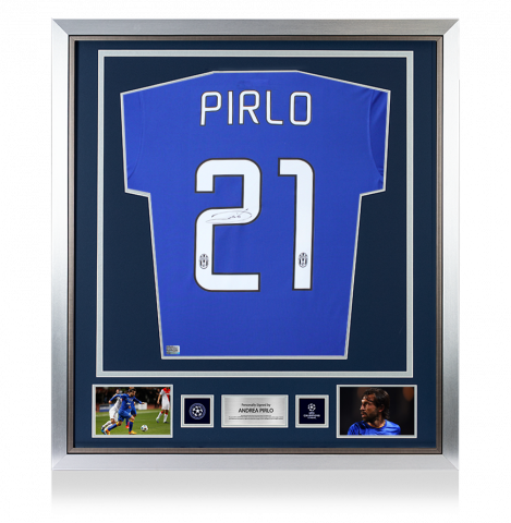 Andrea Pirlo Official UEFA Champions League Back Signed and Framed Juventus 2014-15 Away Shirt