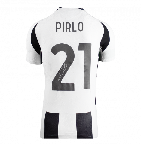 Andrea Pirlo Back Signed Juventus 2024-25 Home Shirt With Fan Style Numbers In Deluxe Packaging
