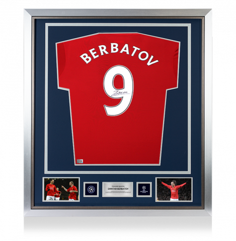 Dimitar Berbatov Official UEFA Champions League Back Signed and Framed Manchester United 2016-17 Home Shirt