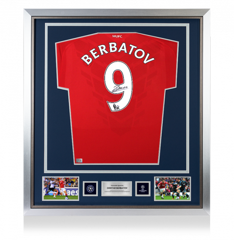 Dimitar Berbatov Official UEFA Champions League Back Signed and Framed Manchester United 2010-11 Home Shirt