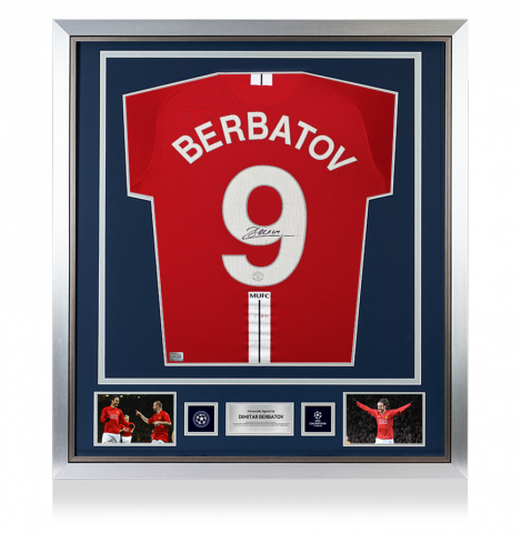 Dimitar Berbatov Official UEFA Champions League Back Signed and Framed Manchester United 2007-09 Home Shirt