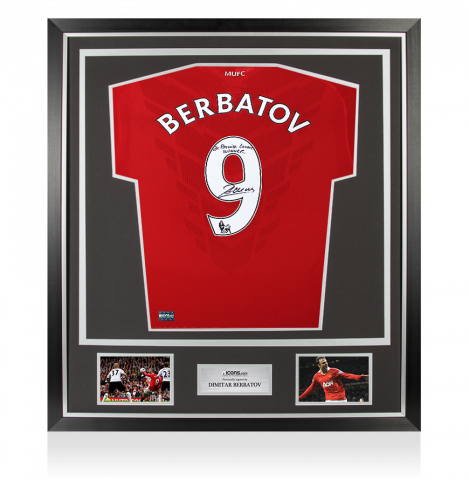 Dimitar Berbatov Back Signed Manchester United 2010-11 Home Shirt: 2x Premier League Winner Inscription In Classic Frame
