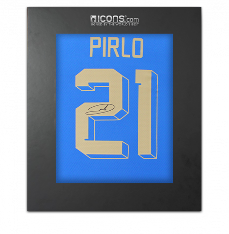 Andrea Pirlo Back Signed Italy 2022-23 Home Shirt In Deluxe Packaging