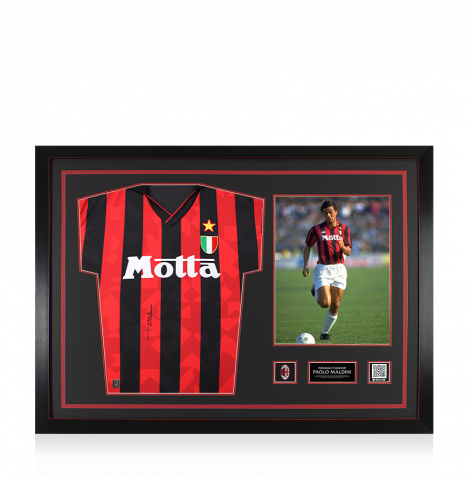 Paolo Maldini Official AC Milan Front Signed and Framed 1994 Home Shirt