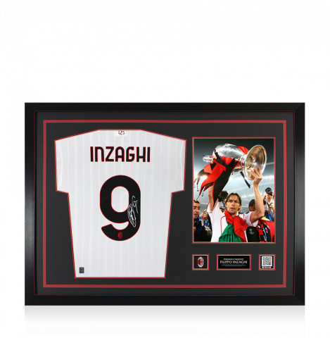 Filippo Inzaghi Official AC Milan Back Signed and Framed 2024-25 Away Shirt