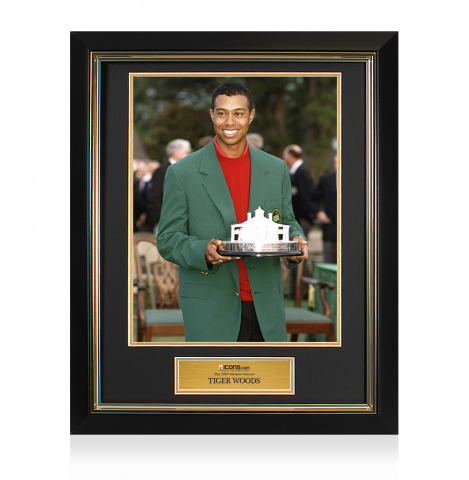 UNSIGNED Tiger Woods Masters Trophy Framed Photo - The 1997 Masters Winner