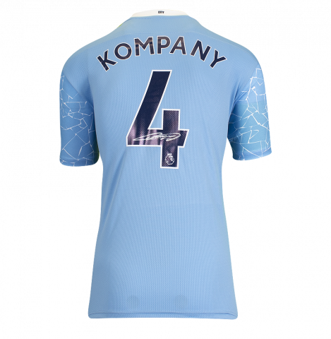Vincent Kompany Back Signed Manchester City 2020-21 Home Shirt In Deluxe Packaging