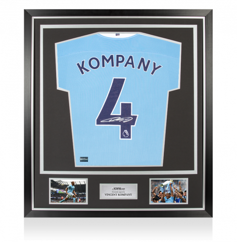 Vincent Kompany Back Signed Manchester City 2020-21 Home Shirt In Classic Frame