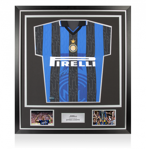 Javier Zanetti Front Signed Internazionale 1998 Home Shirt In Classic Frame